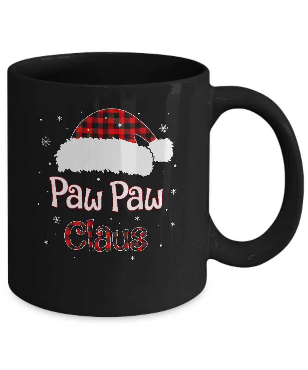 Santa Paw Paw Claus Red Plaid Family Pajamas Christmas Gift Mug-Coffee Mug-11oz Mug-Black