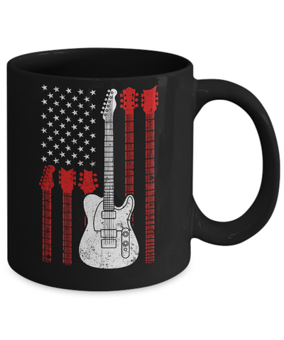 Guitar American Us Flag Music Player Mug-Coffee Mug-11oz Mug-Black