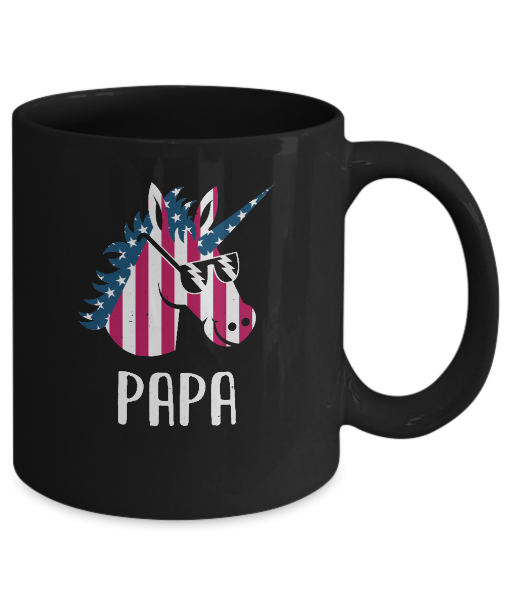 Patriotic Papa Unicorn Americorn 4Th Of July Mug-Coffee Mug-11oz Mug-Black
