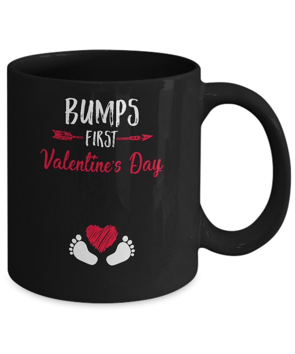 Bumps First Valentine's Day Cute Adorable Baby Pregnancy Mug-Coffee Mug-11oz Mug-Black