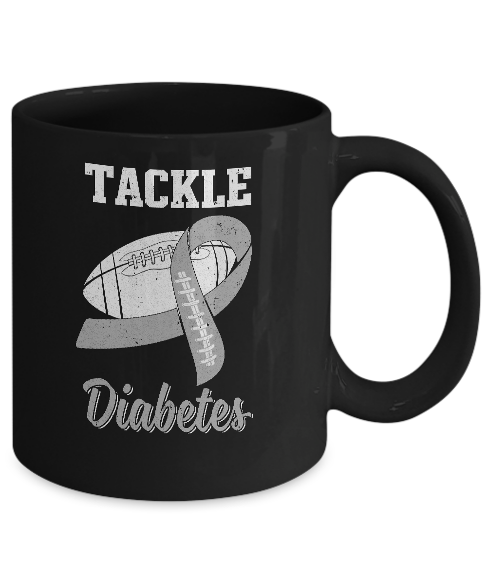 Football Survivor Tackle Gray Diabetes Awareness Mug-Coffee Mug-11oz Mug-Black
