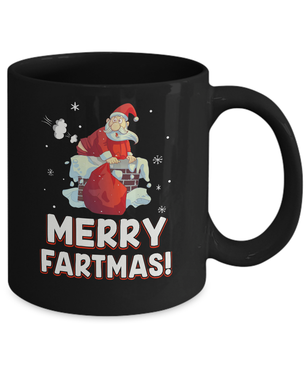 Funny Merry Fartmas Santa Claus Farting Christmas Mug-Coffee Mug-11oz Mug-Black