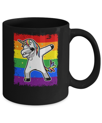 Dabbing Unicorn Lgbt Gay Pride Flag Mug-Coffee Mug-11oz Mug-Black