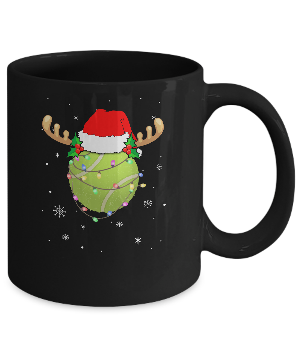 Santa Hat Tennis Reindeer Christmas Gifts Mug-Coffee Mug-11oz Mug-Black