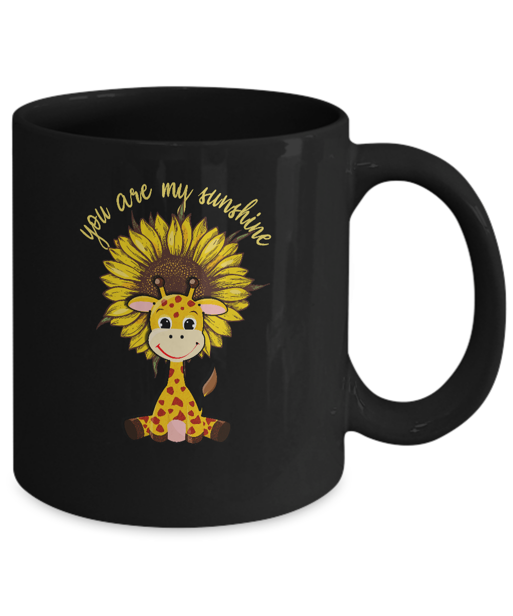 You Are My Little Sunshine Sunflower Giraffe Mug-Coffee Mug-11oz Mug-Black