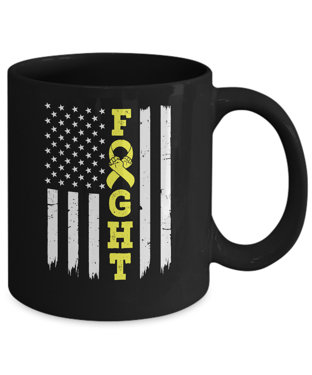 Sarcoma Awareness American Flag Distressed Mug-Coffee Mug-11oz Mug-Black