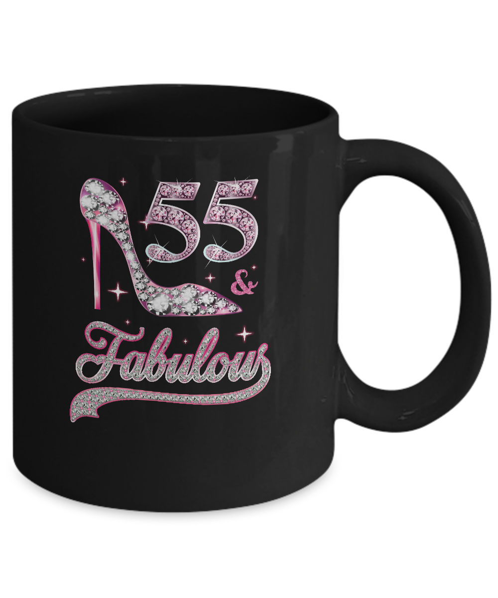 55 And Fabulous 55 Years Old 1966 55th Birthday Gift Mug-Coffee Mug-11oz Mug-Black
