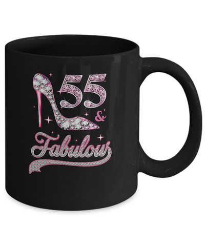 55 And Fabulous 55 Years Old 1966 55th Birthday Gift Mug-Coffee Mug-11oz Mug-Black