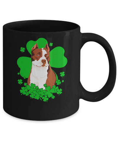 Pitbull St. Patrick's Day Clovers Mug-Coffee Mug-11oz Mug-Black