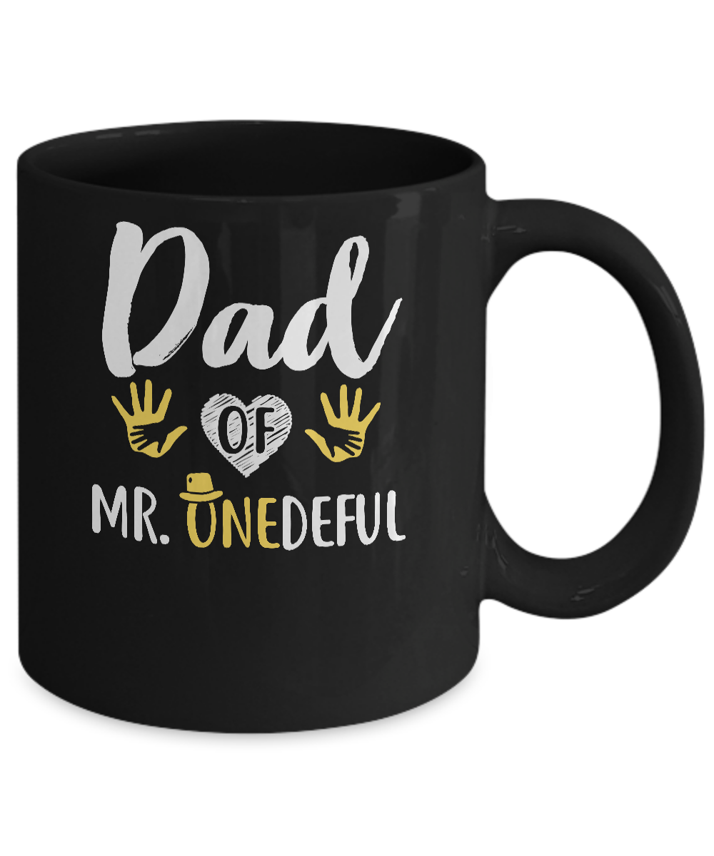 Funny Dad Of Mr. Onederful Wonderful 1st Birthday Boy Mug-Coffee Mug-11oz Mug-Black