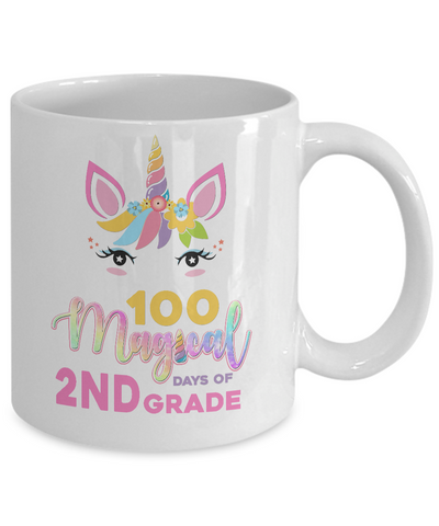 100 Magical Days Of 2Nd Grade School Unicorn Girl Gift Mug-Coffee Mug-11oz Mug-White