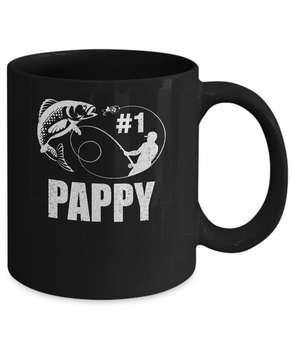 #1 Pappy Fishing Fisherman Best Fathers Day Gift Mug-Coffee Mug-11oz Mug-Black