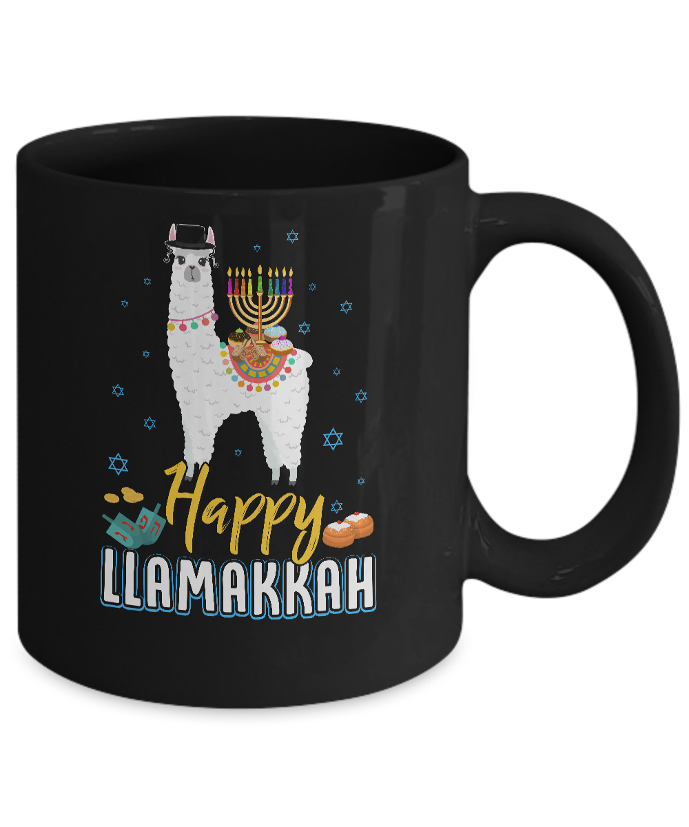 Funny Happy Llamakkah Hanukkah Llama Mug-Coffee Mug-11oz Mug-Black