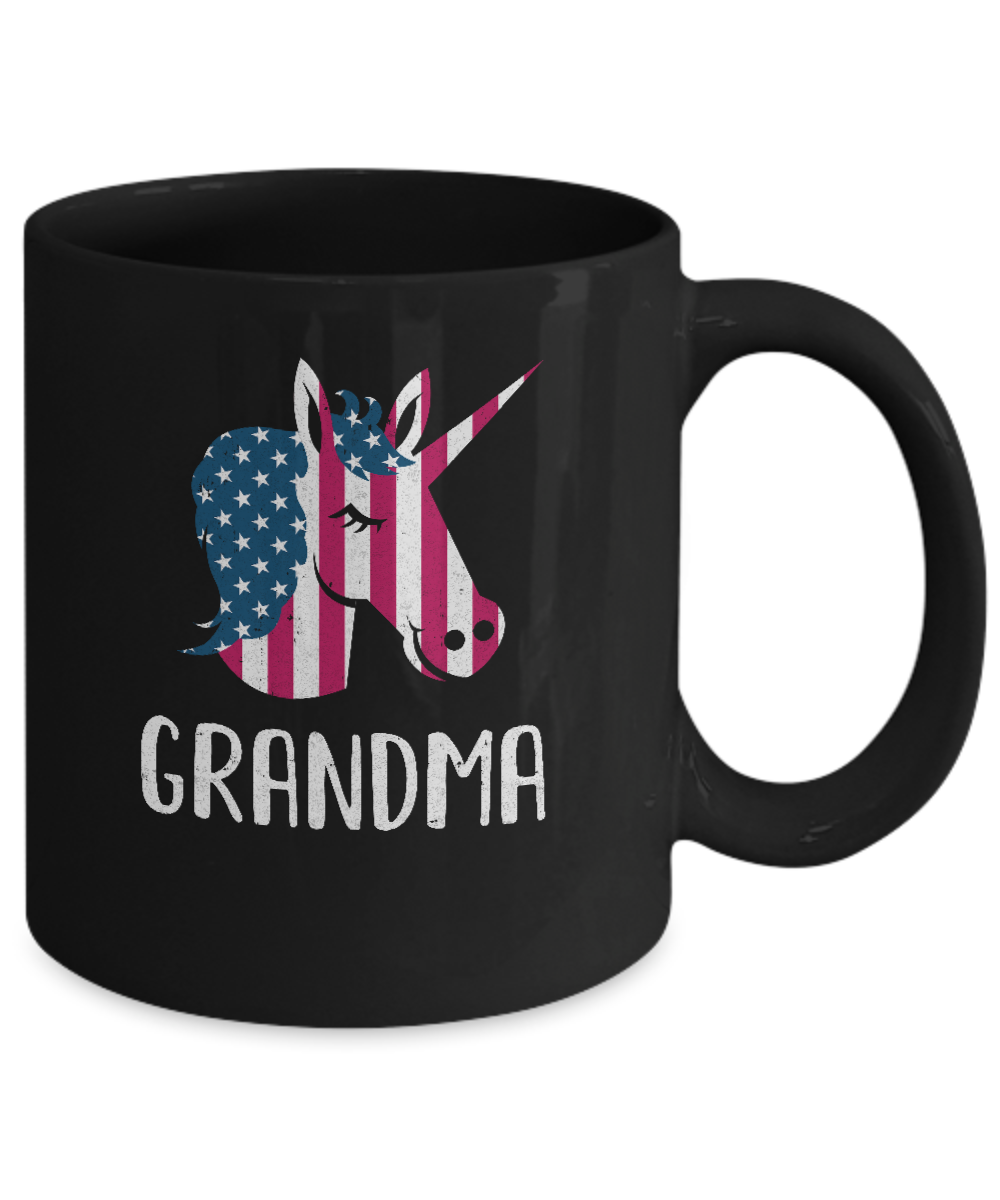 Patriotic Grandma Unicorn Americorn 4Th Of July Mug-Coffee Mug-11oz Mug-Black