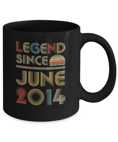 Legend Since June 2014 Vintage 7th Birthday Gifts Youth Mug-Coffee Mug-11oz Mug-Black