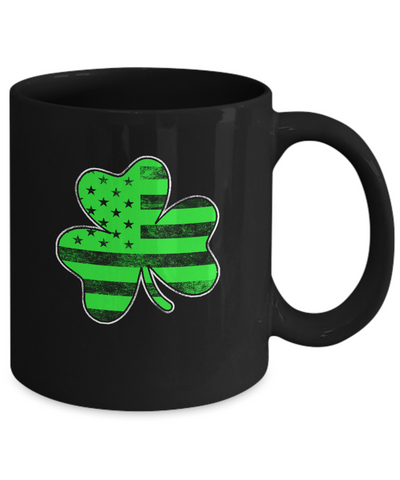 Vintage AMERICAN FLAG Ireland Shamrock St Patricks Day Mug-Coffee Mug-11oz Mug-Black