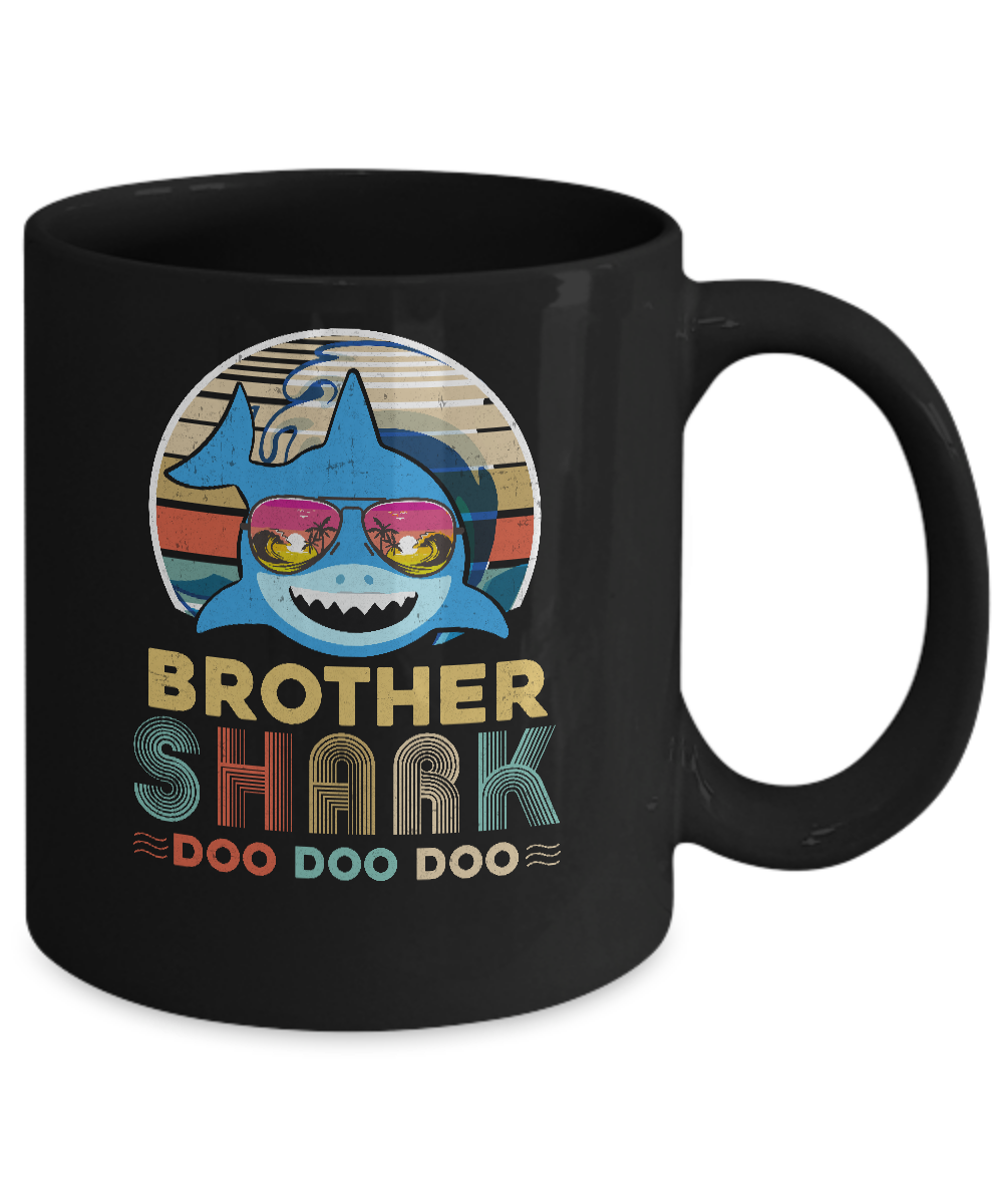Retro Vintage Brother Shark Doo Doo Doo Mug-Coffee Mug-11oz Mug-Black