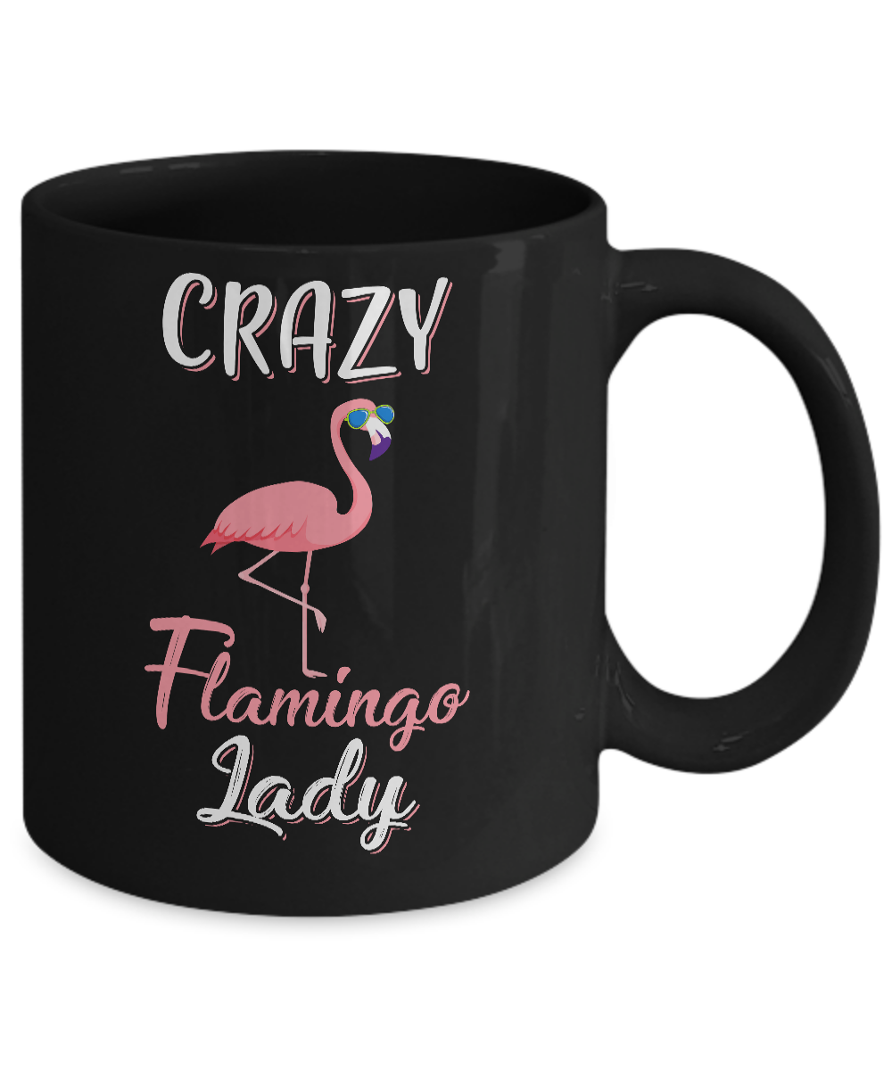 Crazy Flamingo Lady Mom Aunt Auntie Flamingo Mug-Coffee Mug-11oz Mug-Black
