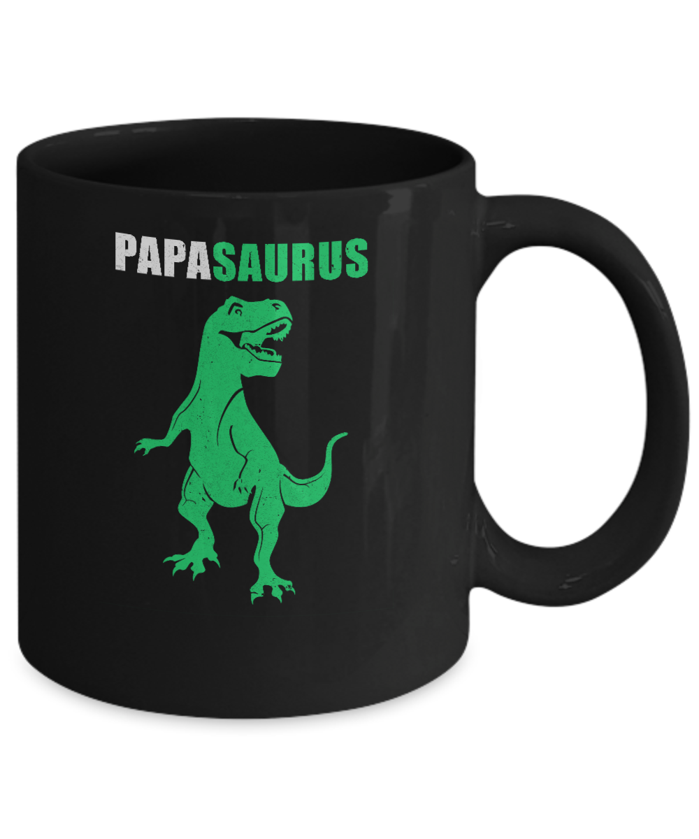 Papasarus Funny Dinosaur First Time Papa Fathers Day Mug-Coffee Mug-11oz Mug-Black