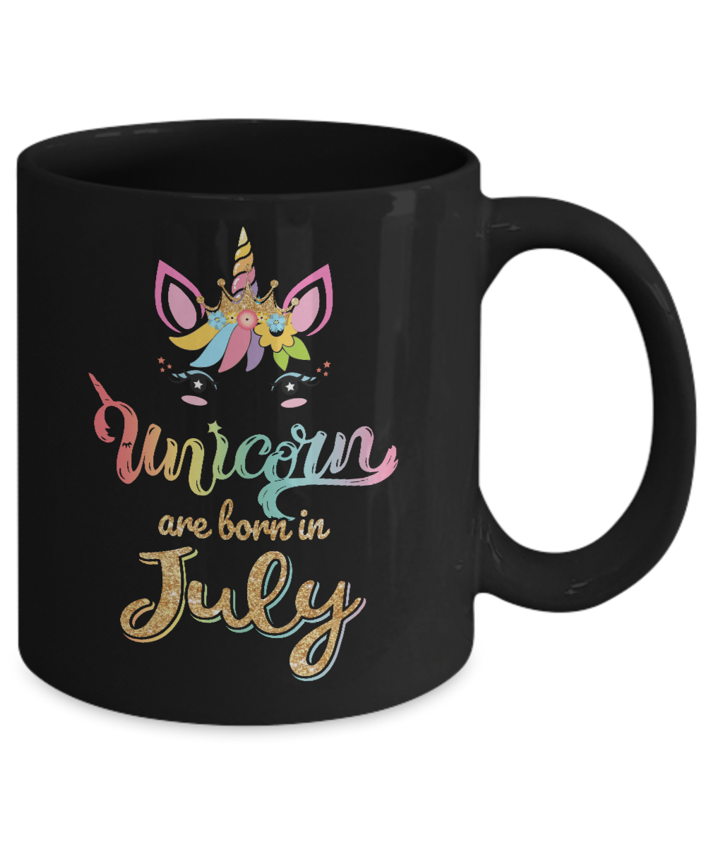 Cute Unicorns Are Born In July Birthday Gift Mug-Coffee Mug-11oz Mug-Black