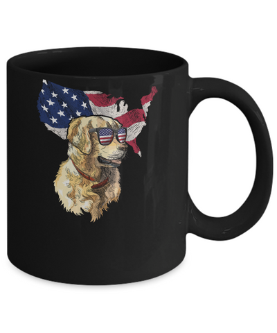 Funny Patriot Golden Retriever Dog 4Th Of July American Flag Mug-Coffee Mug-11oz Mug-Black