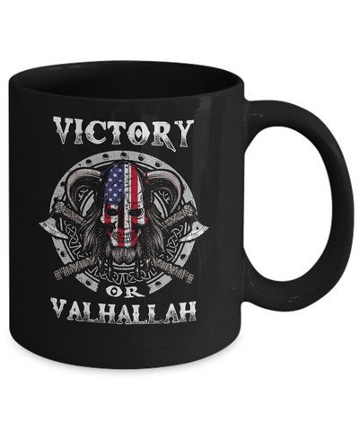American US Flag Victory or Valhalla Viking Mug-Coffee Mug-11oz Mug-Black