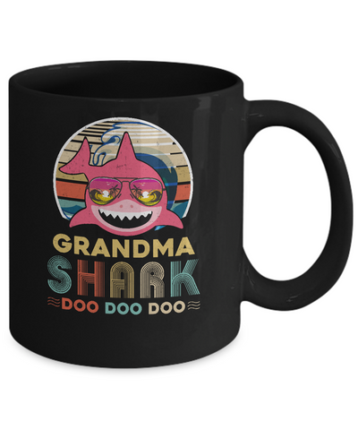 Retro Vintage Grandma Shark Doo Doo Doo Mug-Coffee Mug-11oz Mug-Black