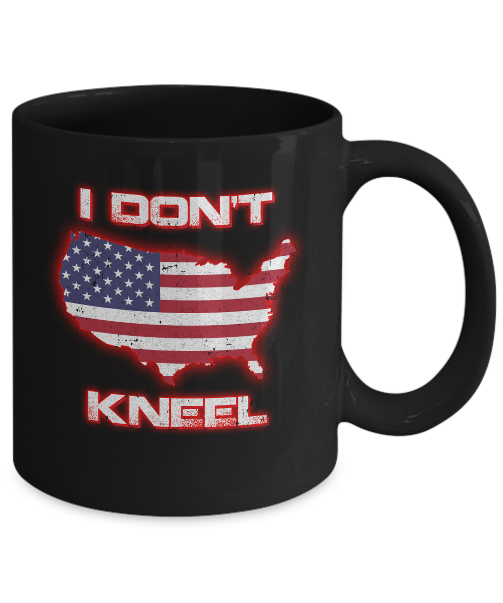 I Don't Kneel Us American Flag Mug-Coffee Mug-11oz Mug-Black