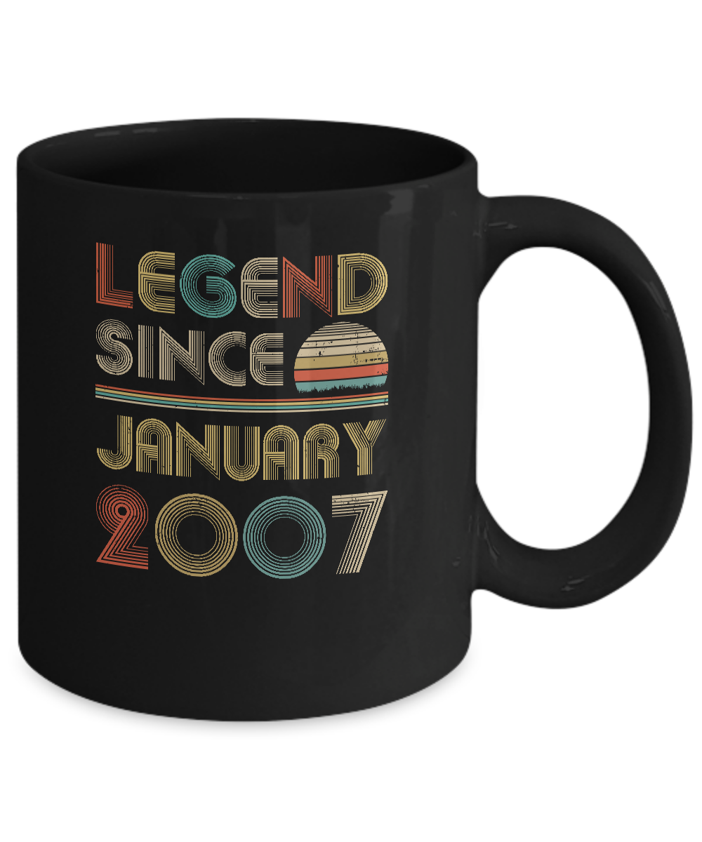Legend Since January 2007 Vintage 14th Birthday Gifts Mug-Coffee Mug-11oz Mug-Black