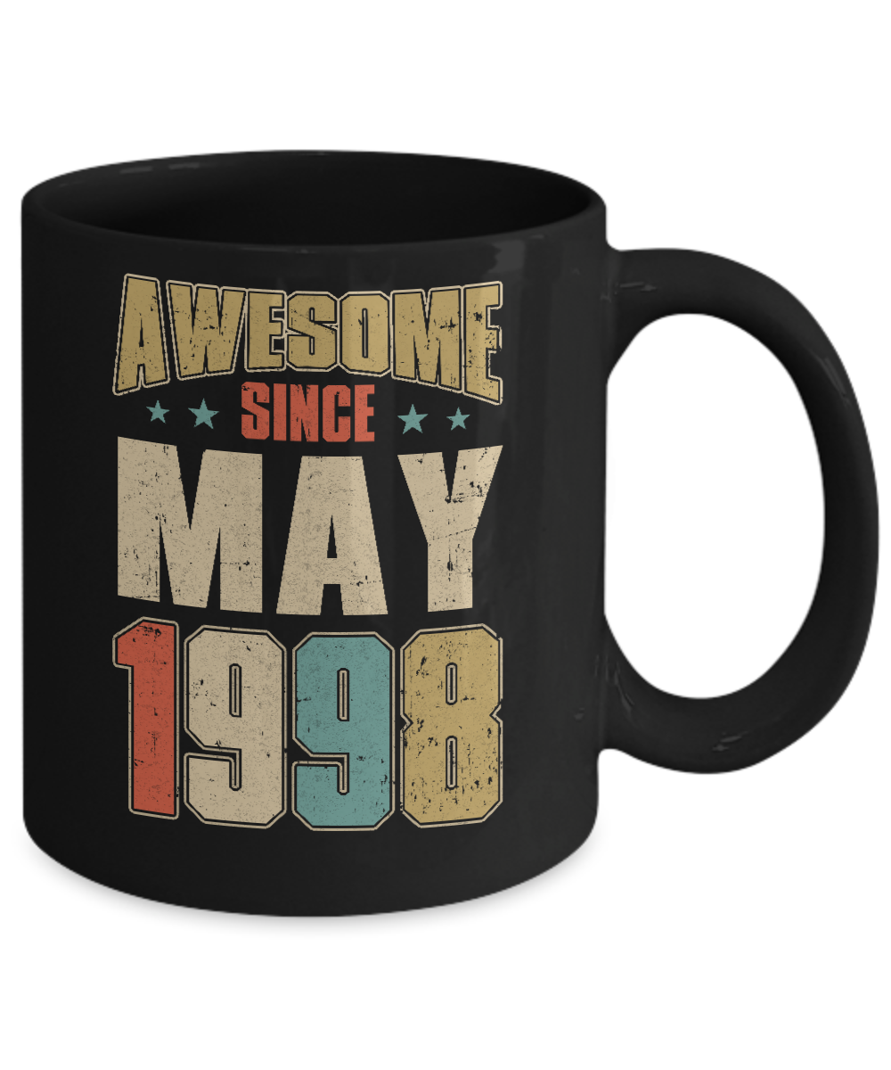 Vintage Retro Awesome Since May 1998 23th Birthday Mug-Coffee Mug-11oz Mug-Black