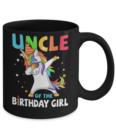 UNCLE Of The Birthday Girl Dabbing Unicorn Party Mug-Coffee Mug-11oz Mug-Black
