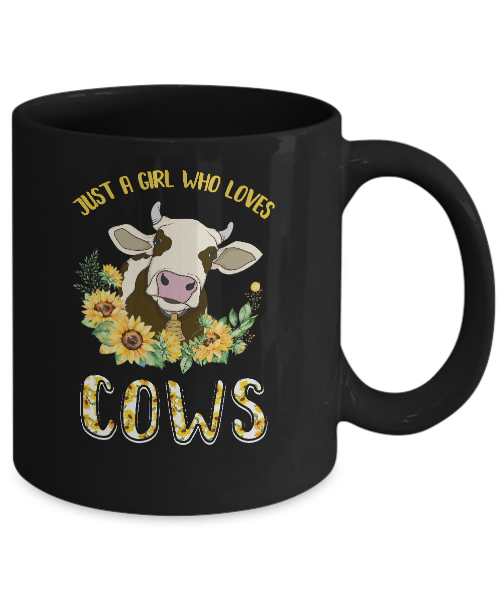 Just A Girl Who Loves Cows And Sunflowers Mug-Coffee Mug-11oz Mug-Black
