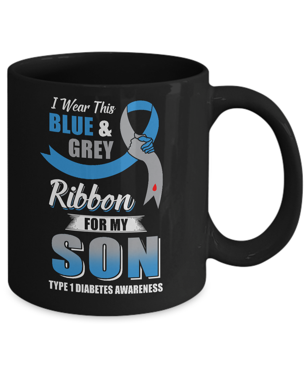 I Wear Blue And Gray For My Son Diabetes Awareness Mug-Coffee Mug-11oz Mug-Black