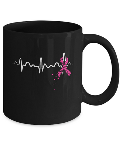 Breast Cancer Heartbeat Awareness Mug-Coffee Mug-11oz Mug-Black