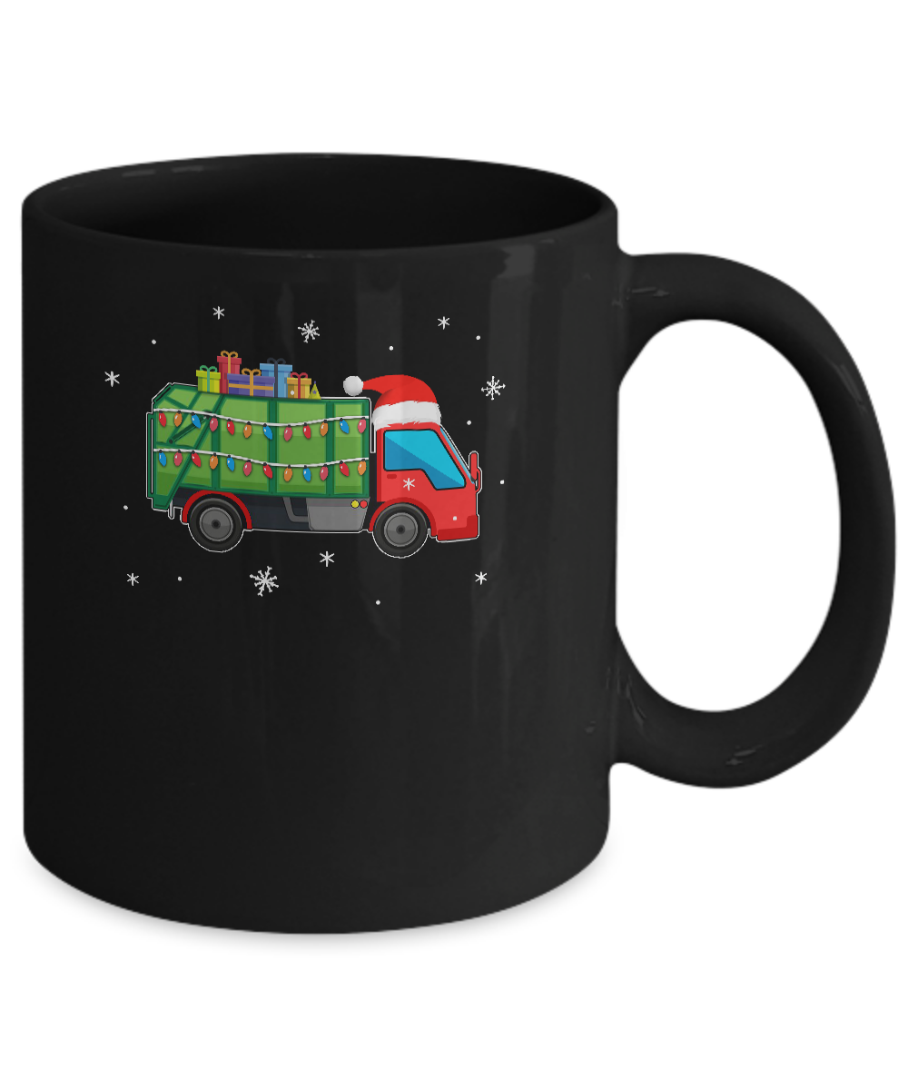 Garbage Truck Santa Hat Christmas Gifts Mug-Coffee Mug-11oz Mug-Black