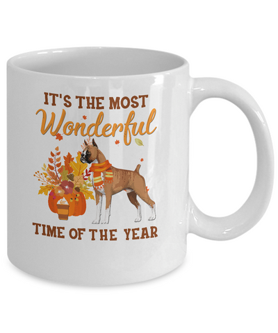 Boxer Autumn It's The Most Wonderful Time Of The Year Mug-Coffee Mug-11oz Mug-White
