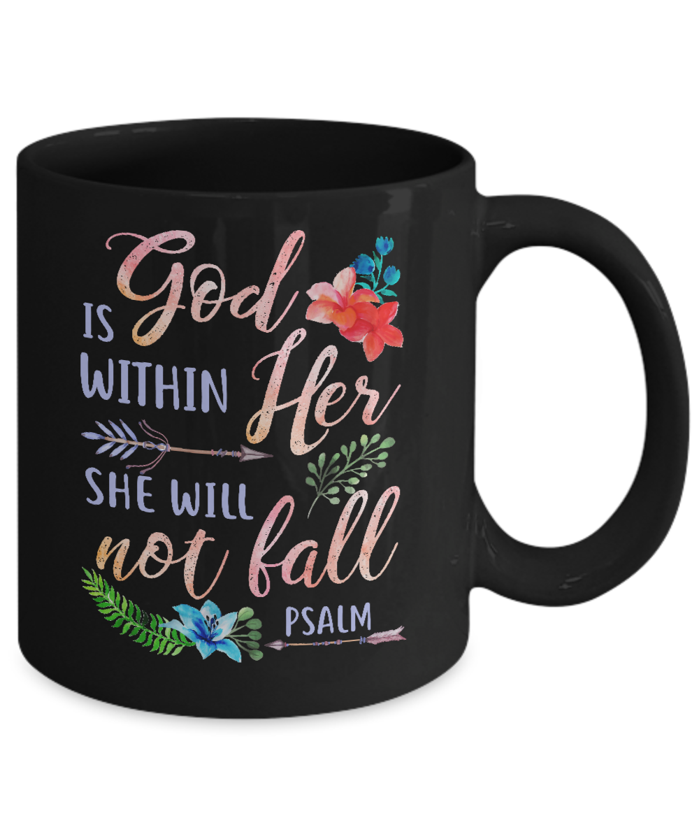 God Is Within Her She Will Not Fail Christian Mug-Coffee Mug-11oz Mug-Black