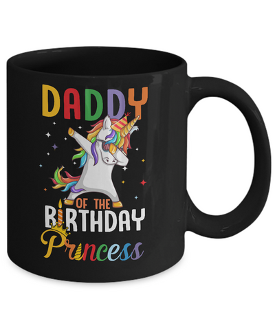 Daddy Of The Birthday Girl Dabbing Unicorn Party Mug-Coffee Mug-11oz Mug-Black