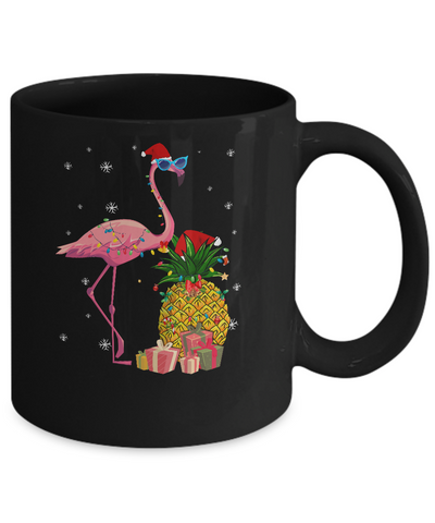 Santa Flamingo Hawaiian Pineapple Christmas Gifts Mug-Coffee Mug-11oz Mug-Black