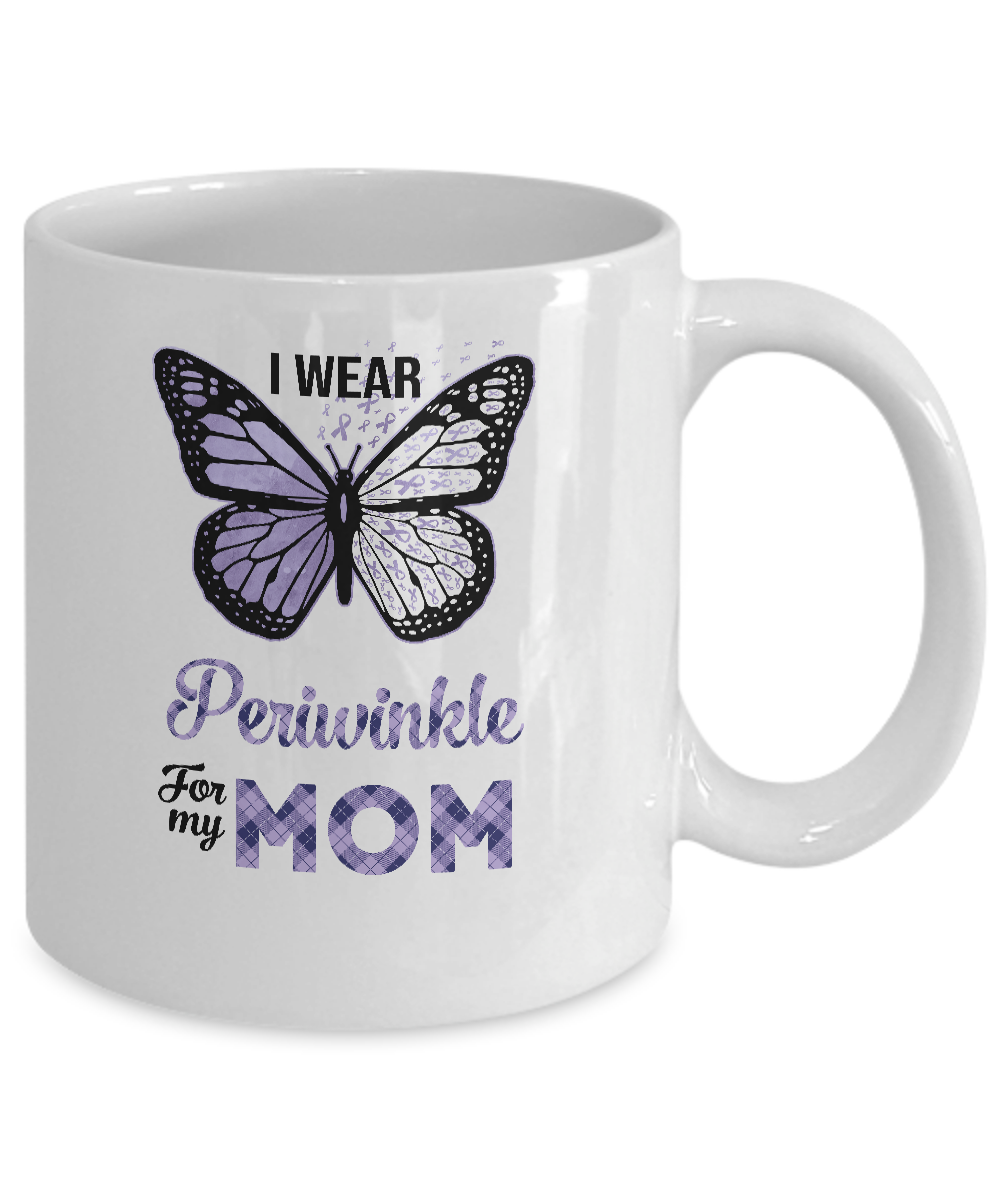 I Wear Periwinkle For My Mom Butterfly Stomach Cancer Mug-Coffee Mug-11oz Mug-White