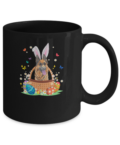 German Shepherd Bunny Hat Rabbit Easter Eggs Mug-Coffee Mug-11oz Mug-Black