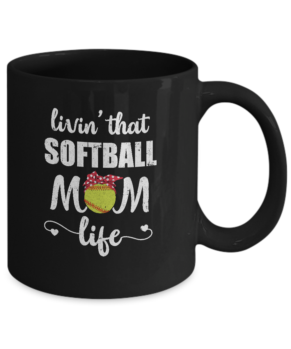 Living That Softball Mom Life Mothers Day Gifts Mug-Coffee Mug-11oz Mug-Black