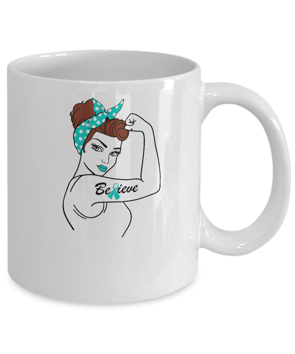 Support Ovarian Cancer Awareness Warrior Believe Mug-Coffee Mug-11oz Mug-White