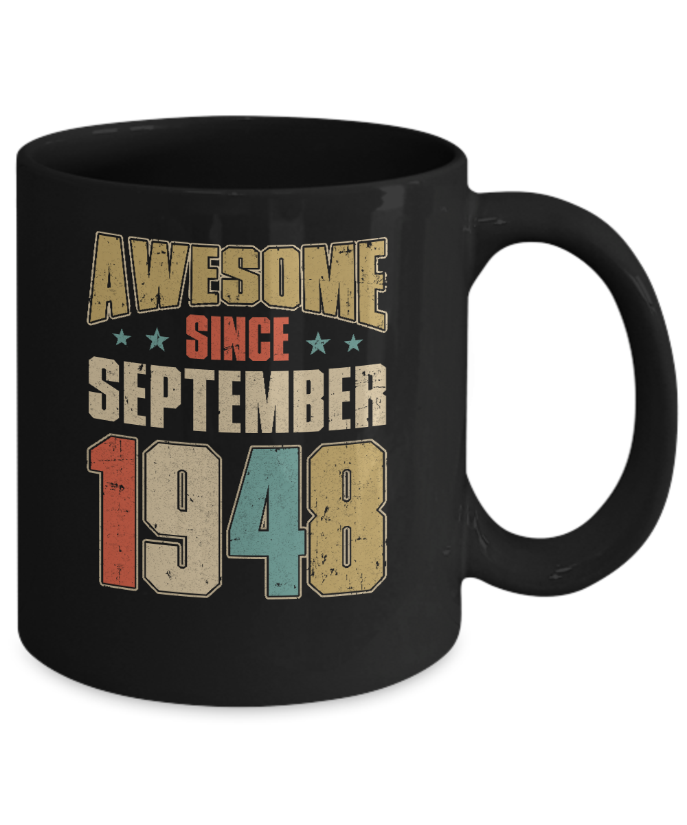 Vintage Retro Awesome Since September 1948 73th Birthday Mug-Coffee Mug-11oz Mug-Black