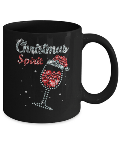 Diamond Christmas Spirit Santa Hat Wine Glass Mug-Coffee Mug-11oz Mug-Black