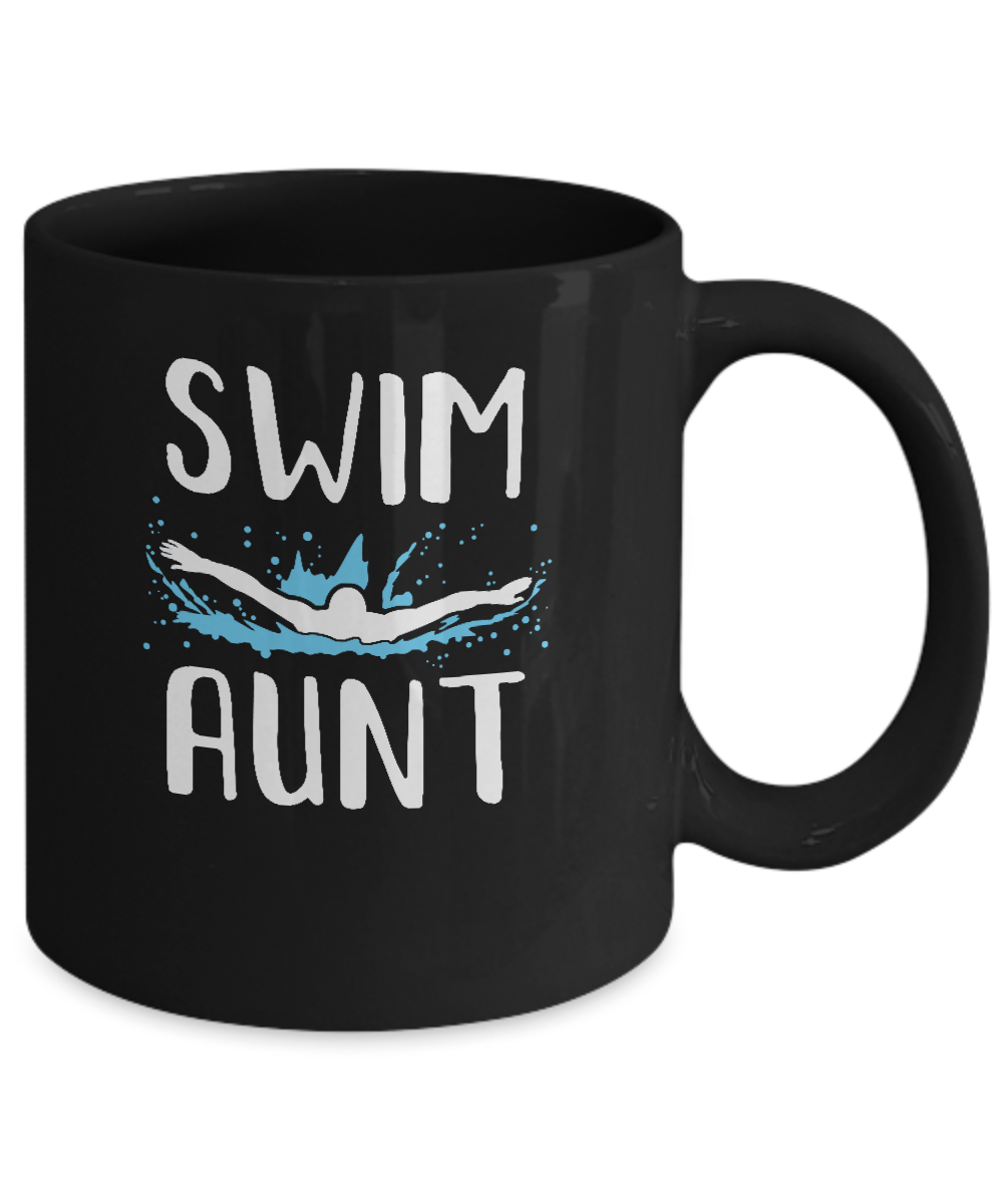 Swim Aunt Funny Swimming Birthday Gift Mug-Coffee Mug-11oz Mug-Black