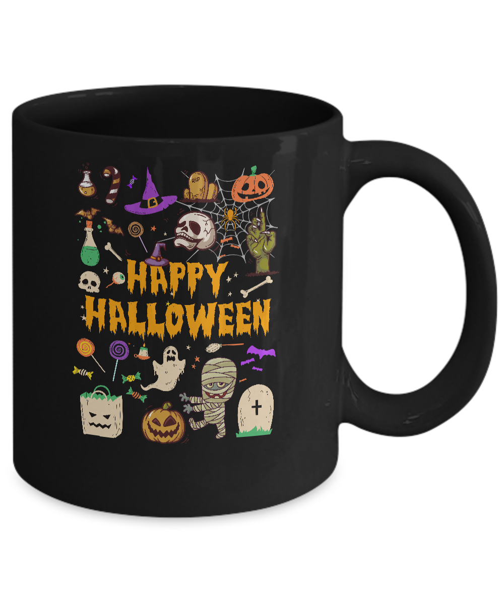 Happy Halloween Scary Retro Gift Mug-Coffee Mug-11oz Mug-Black