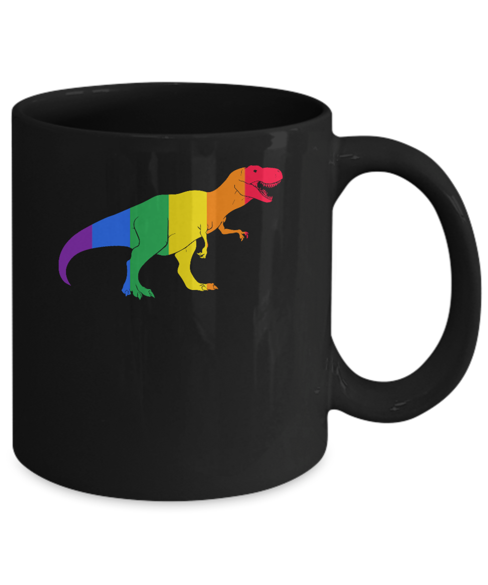 Pride LGBT Dinosaur T REX Gift Rainbow LGBT Gay Lesb Mug-Coffee Mug-11oz Mug-Black