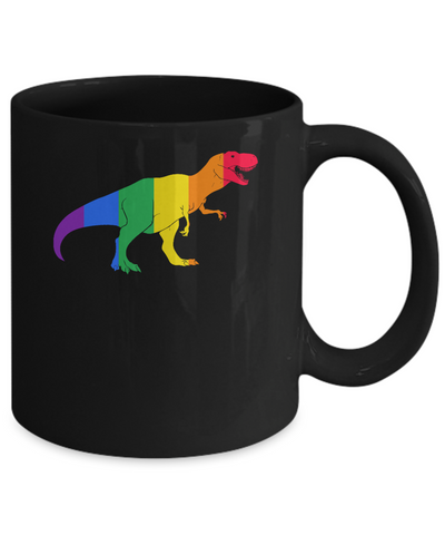 Pride LGBT Dinosaur T REX Gift Rainbow LGBT Gay Lesb Mug-Coffee Mug-11oz Mug-Black
