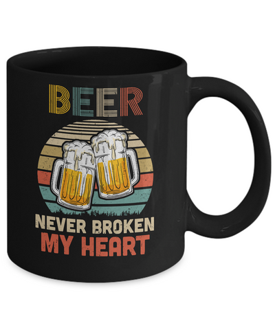 Vintage Beer Never Broke My Heart Funny Drinking Mug-Coffee Mug-11oz Mug-Black